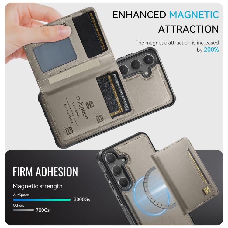 For Samsung Galaxy S26 5G AutSpace A13 MagSafe Magnetic RFID Flip Card Bag Phone Case