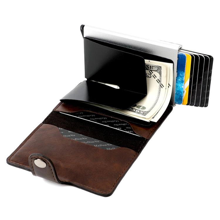 KB238 Oil Wax Texture RFID Aluminum Alloy Multi-card Wallet