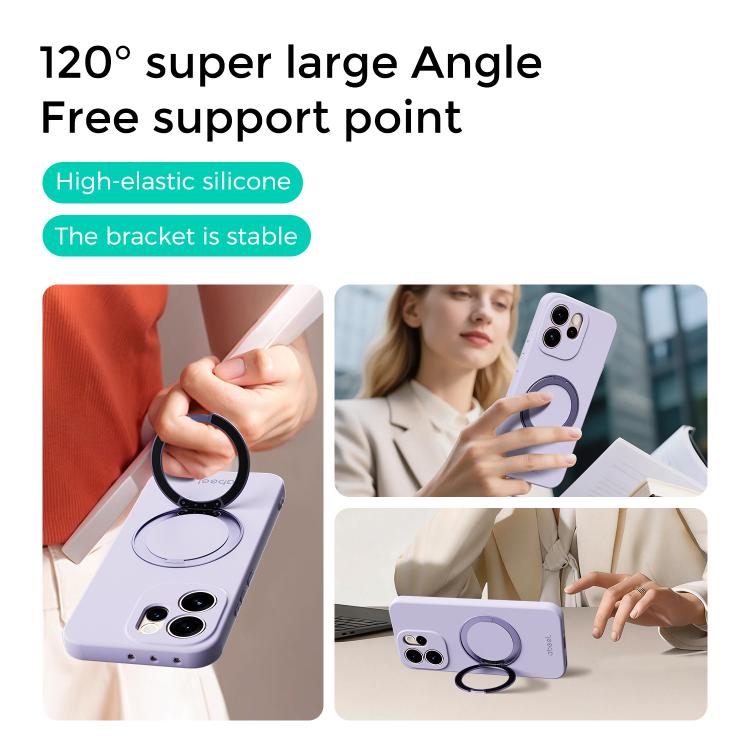 For OPPO Reno15 5G Global ABEEL Skin-friendly Feel Magnetic Liquid Silicone Phone Case with Holder