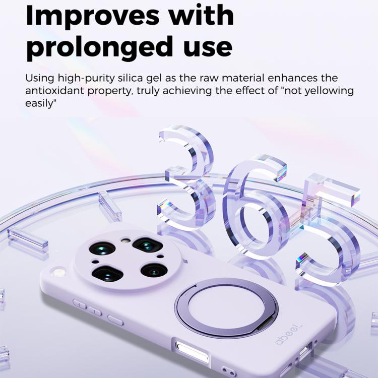 For OPPO Find X9 Ultra 5G ABEEL Skin-friendly Feel Magnetic Liquid Silicone Phone Case with Holder