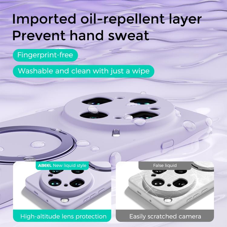 For OPPO Find X9 Ultra 5G ABEEL Skin-friendly Feel Magnetic Liquid Silicone Phone Case with Holder