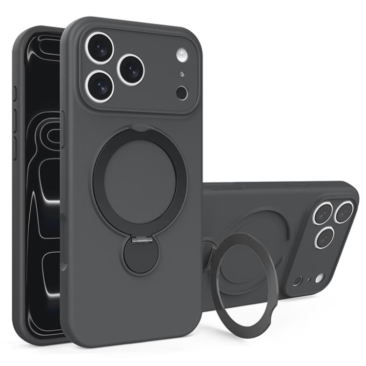For iPhone 17 Pro Max Liquid Silicone MagSafe Holder Phone Case