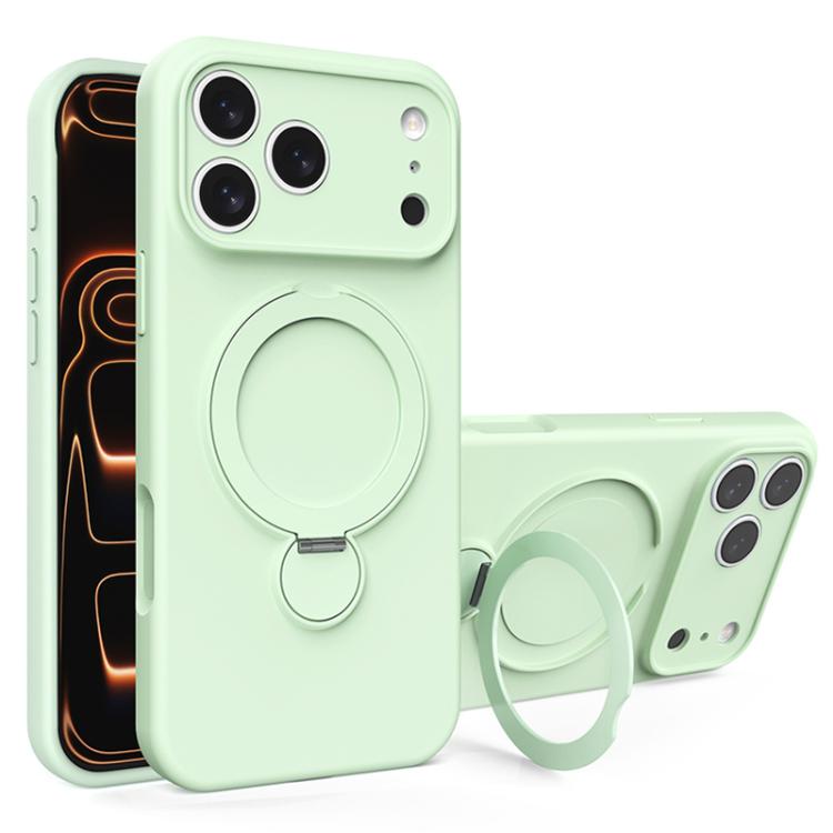 For iPhone 17 Pro Max Liquid Silicone MagSafe Holder Phone Case