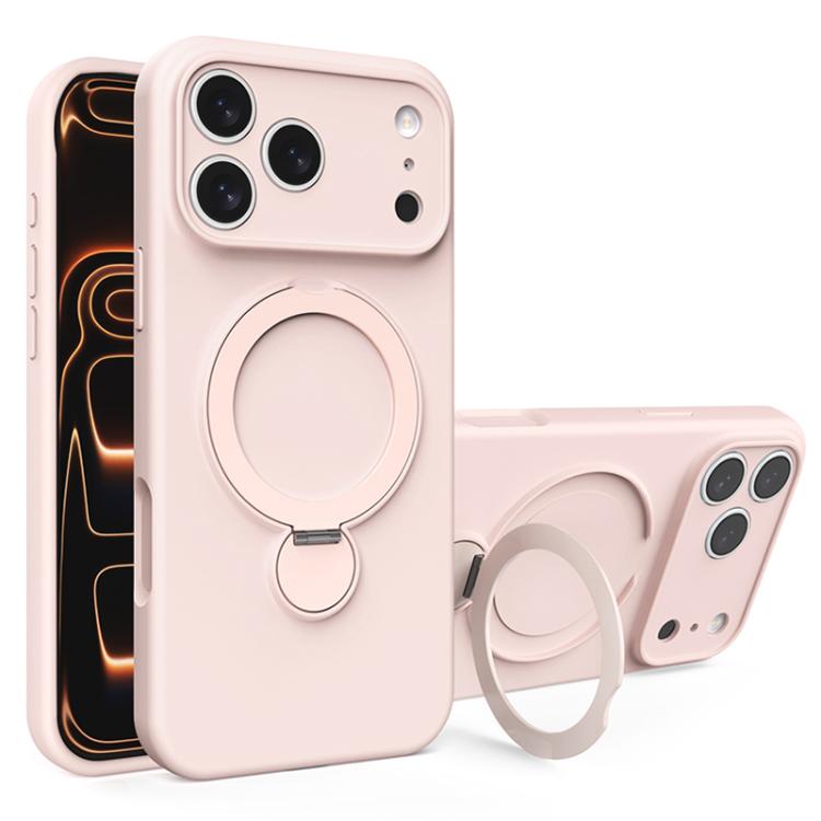 For iPhone 17 Pro Max Liquid Silicone MagSafe Holder Phone Case