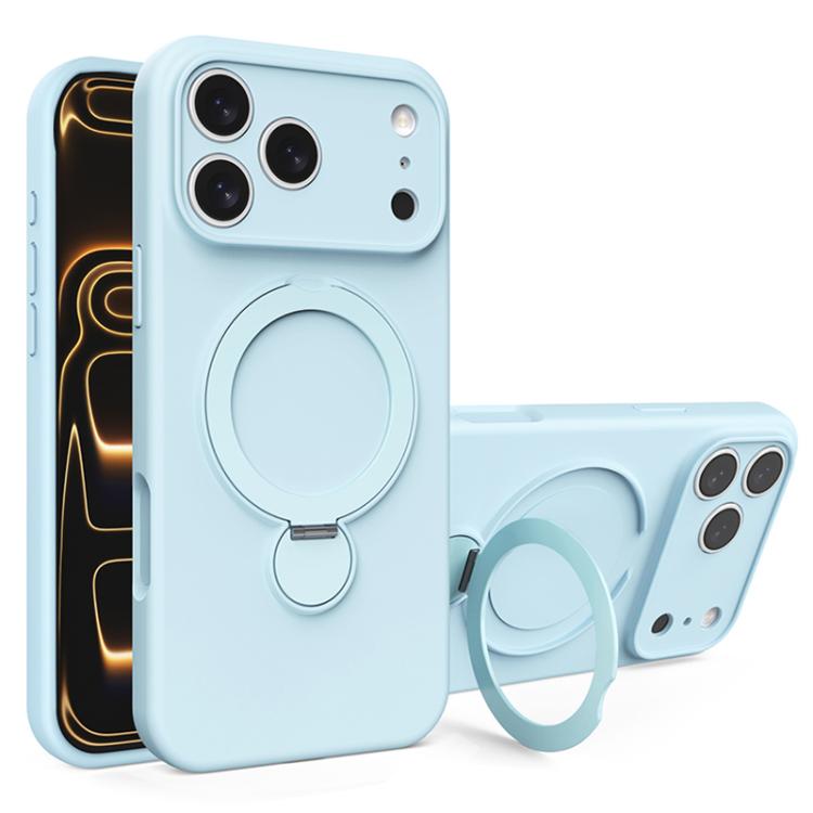 For iPhone 17 Pro Liquid Silicone MagSafe Holder Phone Case