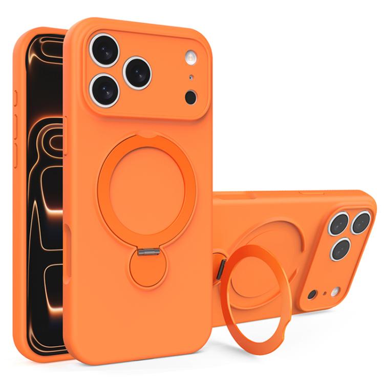 For iPhone 17 Pro Liquid Silicone MagSafe Holder Phone Case
