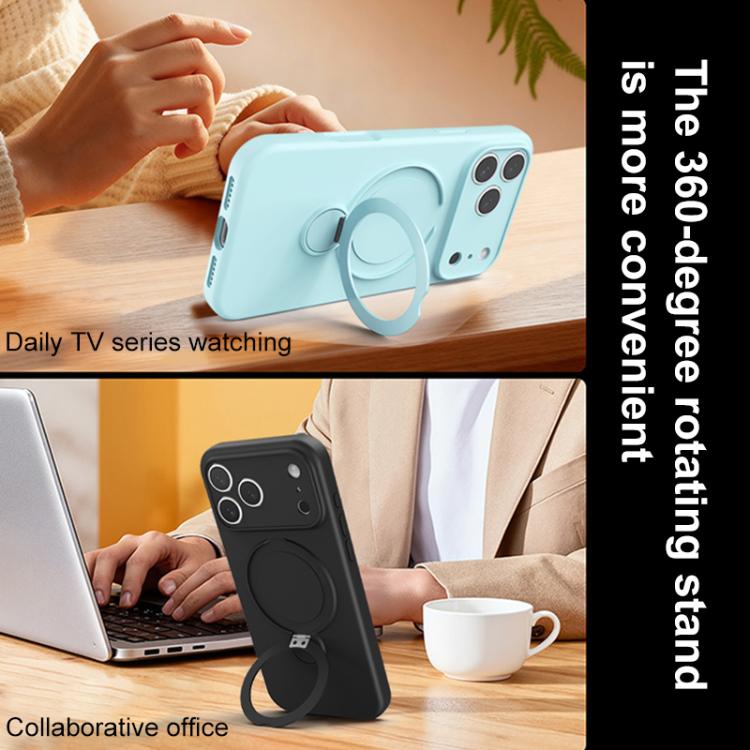 For iPhone 17 Pro Liquid Silicone MagSafe Holder Phone Case