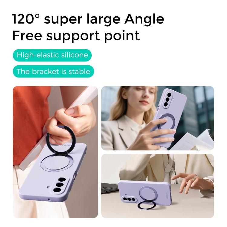 For Galaxy A27 5G ABEEL Skin-friendly Feel Magnetic Liquid Silicone Phone Case with Holder