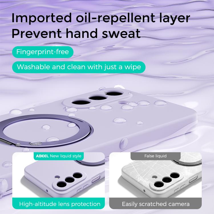 For Galaxy A27 5G ABEEL Skin-friendly Feel Magnetic Liquid Silicone Phone Case with Holder