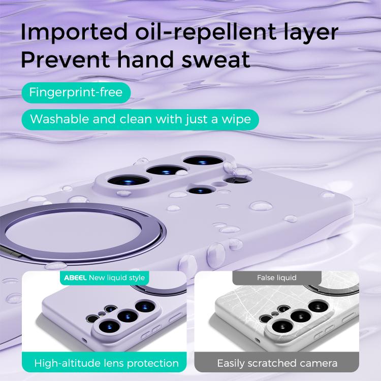 For Samsung Galaxy S26 Edge 5G ABEEL Skin-friendly Feel Magnetic Liquid Silicone Phone Case with Holder