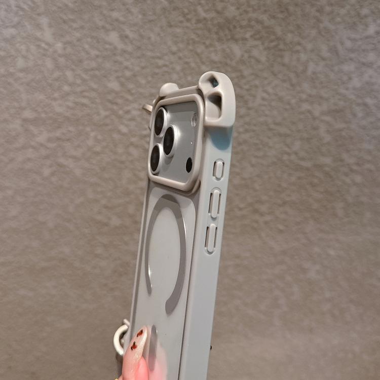 For iPhone 13 Pro Max Drone-Style Four-Corner Shockproof Magnetic Acrylic Phone Case with Long and Short Lanyard