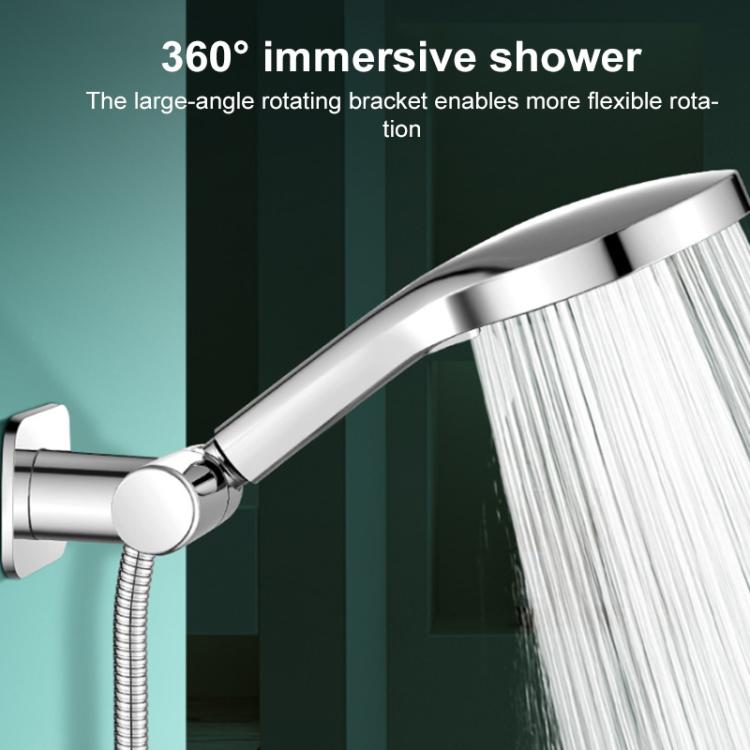Stainless Steel Drill-Free Shower Head Holder 360 Degree Rotation Adjustable Universal Base - Silver