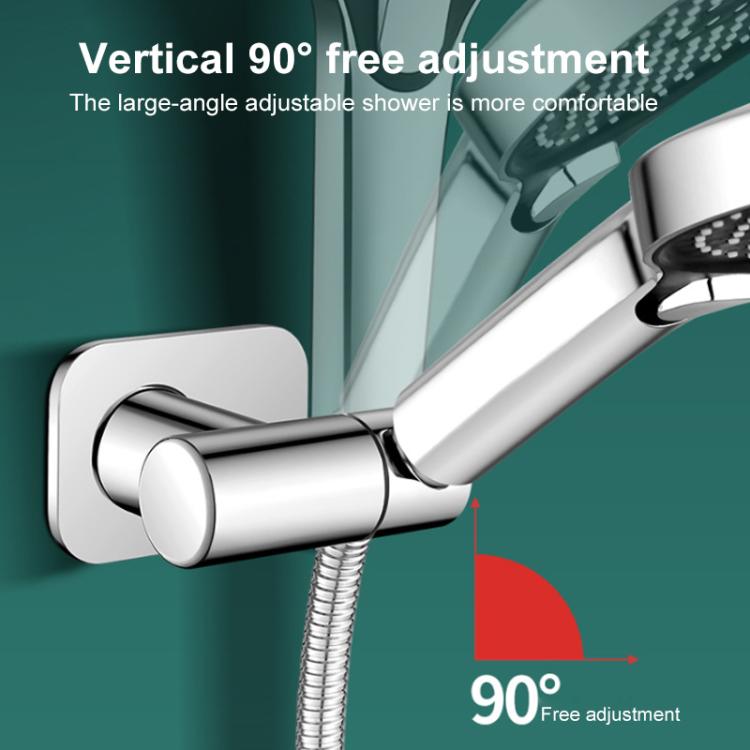 Stainless Steel Drill-Free Shower Head Holder 360 Degree Rotation Adjustable Universal Base - Silver