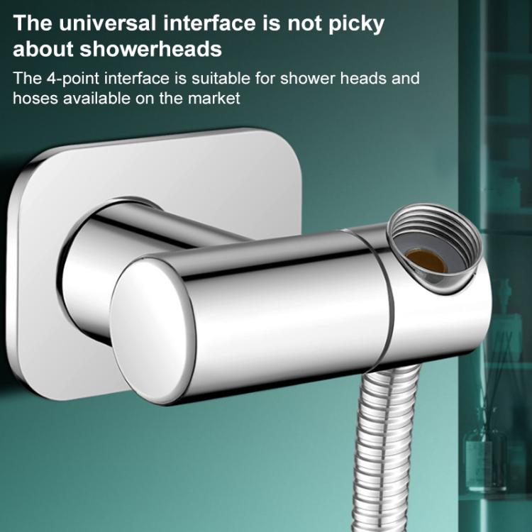 Stainless Steel Drill-Free Shower Head Holder 360 Degree Rotation Adjustable Universal Base - Silver
