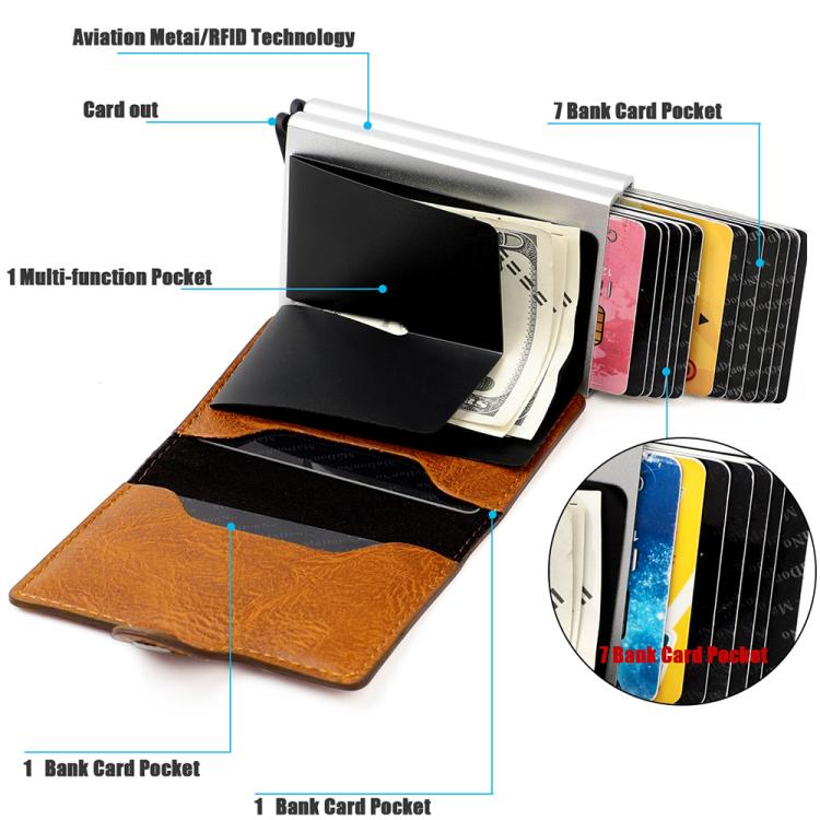 KB250 Carbon Fiber Double Layer Aluminum Alloy RFID Card Bag