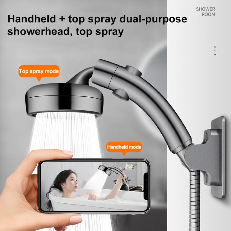 Adjustable Dua Use Overhead Handheld Pressurized Shower Head - Metal Gray