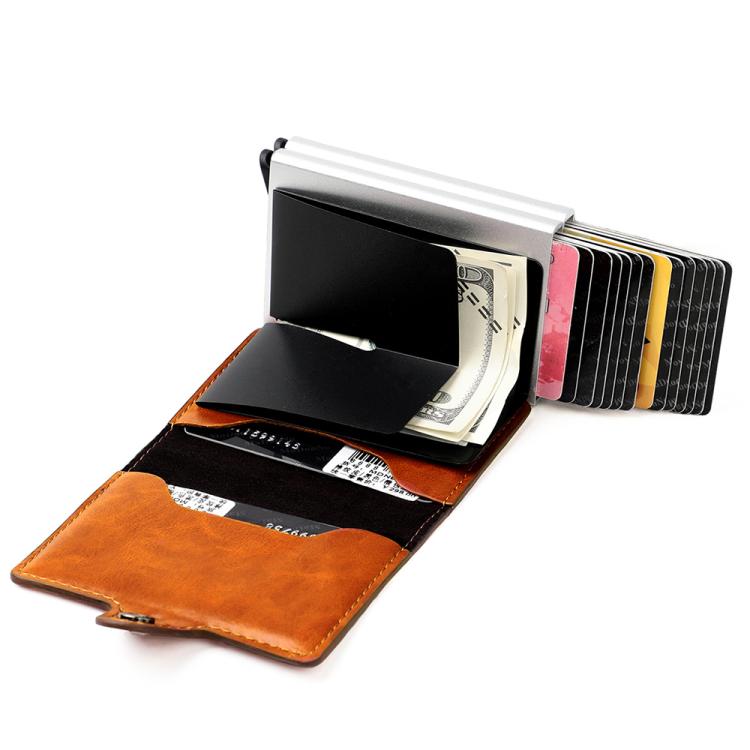 KB251 Oil Wax Texture Double Layer Aluminum Alloy RFID Card Bag
