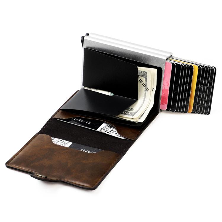 KB251 Oil Wax Texture Double Layer Aluminum Alloy RFID Card Bag