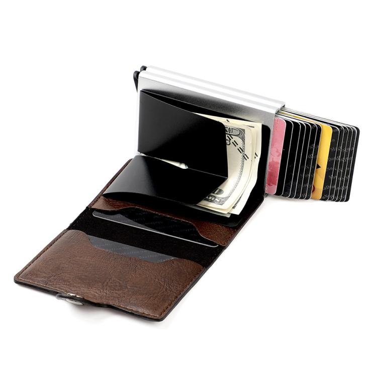 KB252 Crazy Horse Texture Double Layer Aluminum Alloy RFID Card Bag