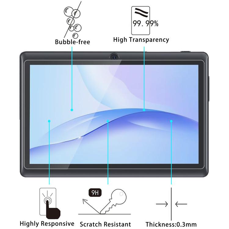 For ZZB Q8 7.0 25pcs 9H 0.3mm Explosion-proof Tempered Glass Film