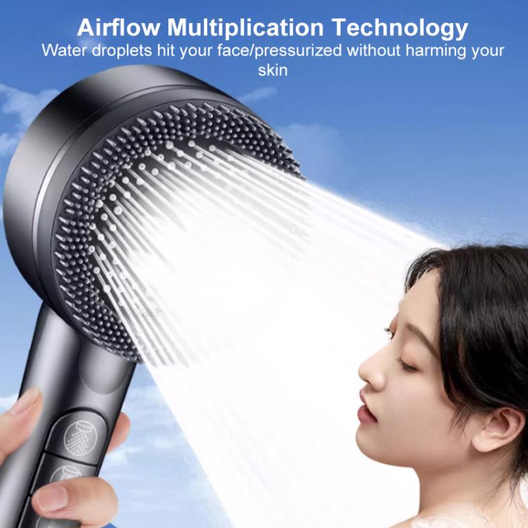 Multifunctional 4-Mode Powerful Turbocharged Water Purification Shower Head with One Button Water Stop Switch - Metal Gray