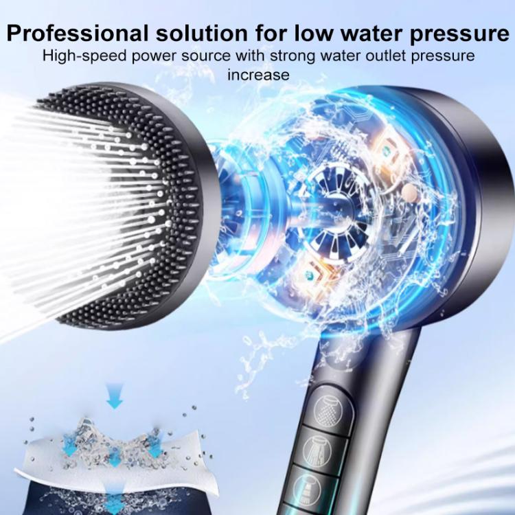 Multifunctional 4-Mode Powerful Turbocharged Water Purification Shower Head with One Button Water Stop Switch - Metal Gray