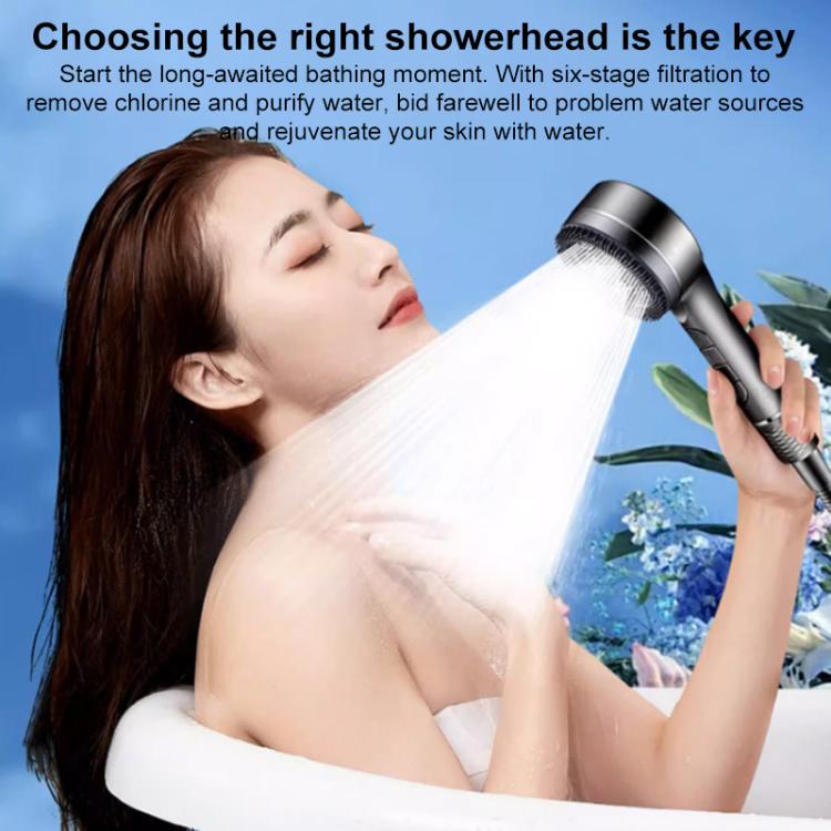 Multifunctional 4-Mode Powerful Turbocharged Water Purification Shower Head with One Button Water Stop Switch - Metal Gray