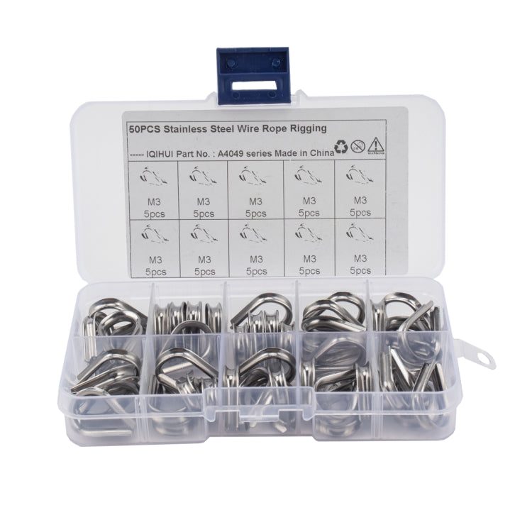 50 PCS M3 304 Stainless Steel Cable Rope Thimble Triangle Ring