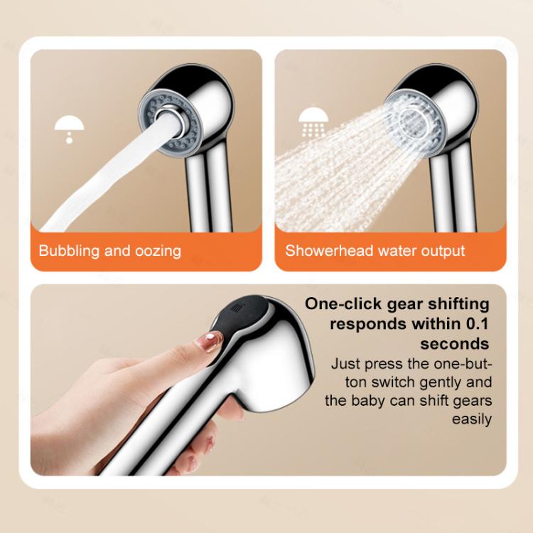 Two Setting Switchable Children Shower Head Bubble Spray Baby Shower Head - Metal Gray