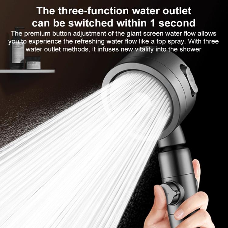 Three Setting Adjustable Filter Pressurized Shower Head Shower Nozzle with One Button Water Stop Switch - Titanium Gray