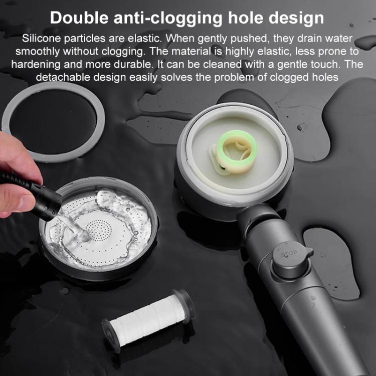 Three Setting Adjustable Filter Pressurized Shower Head Shower Nozzle with One Button Water Stop Switch - Titanium Gray