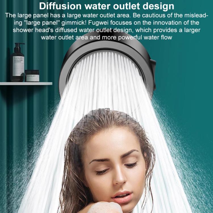 Three Setting Adjustable Filter Pressurized Shower Head Shower Nozzle with One Button Water Stop Switch - Titanium Gray
