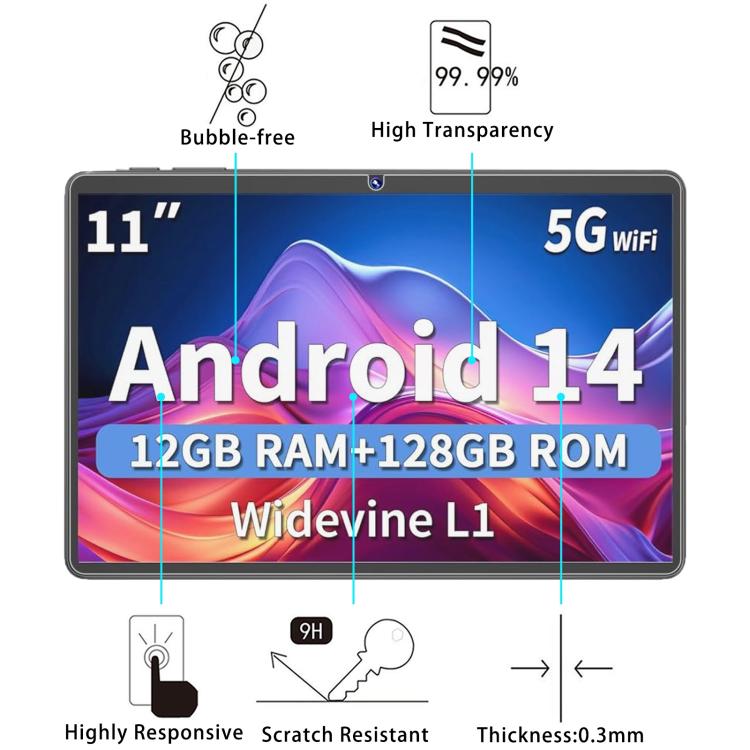 For Relndoo P80 11 inch 9H 0.3mm Explosion-proof Tempered Glass Film