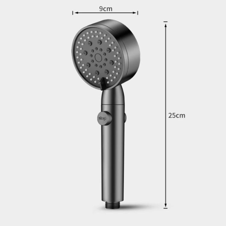 Portable 5-Setting Adjustable Pressurized Shower Head with One Button Water Stop Switch - Titanium Gray