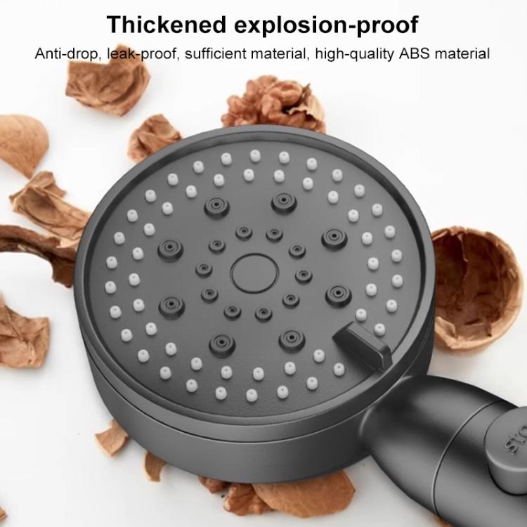 Portable 5-Setting Adjustable Pressurized Shower Head with One Button Water Stop Switch - Titanium Gray