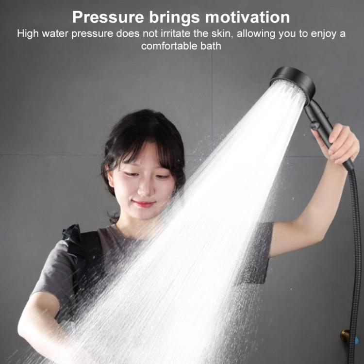 Portable 5-Setting Adjustable Pressurized Shower Head with One Button Water Stop Switch - Titanium Gray
