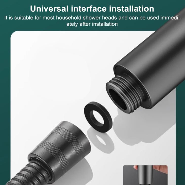 Portable 5-Setting Adjustable Pressurized Shower Head with One Button Water Stop Switch - Titanium Gray