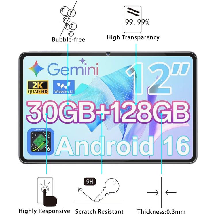 For FiryMid P108-A116c 12 inch 2pcs 9H 0.3mm Explosion-proof Tempered Glass Film