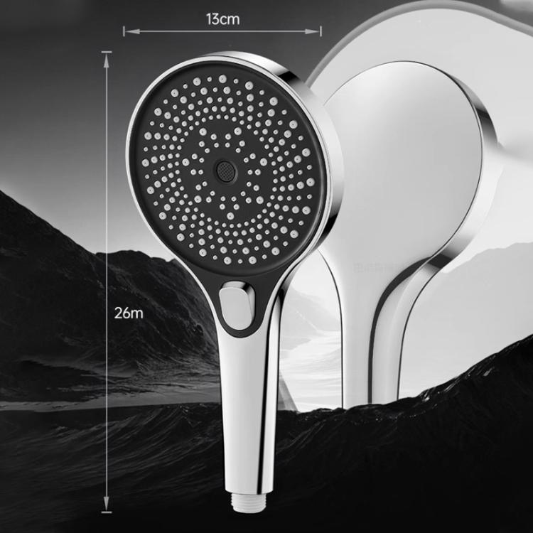 Portable 3-Setting Adjustable Pressurized Round Large Panel Shower Head Shower Nozzle - Silver
