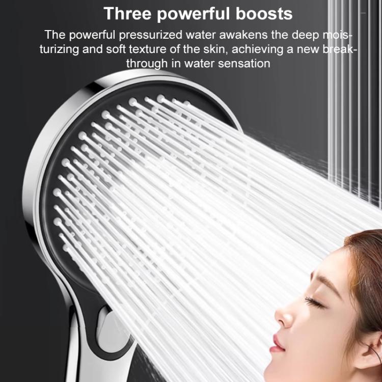 Portable 3-Setting Adjustable Pressurized Round Large Panel Shower Head Shower Nozzle - Silver