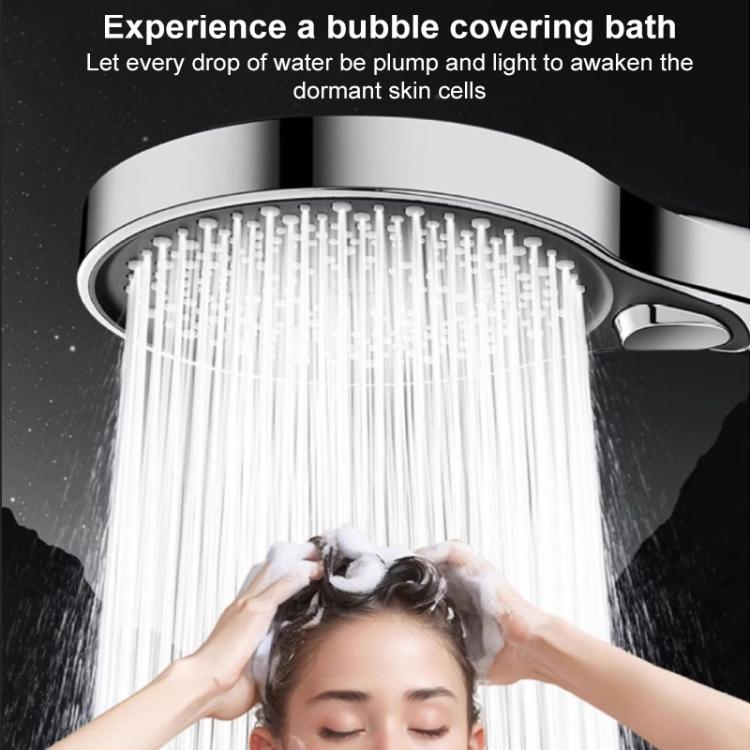 Portable 3-Setting Adjustable Pressurized Round Large Panel Shower Head Shower Nozzle - Silver