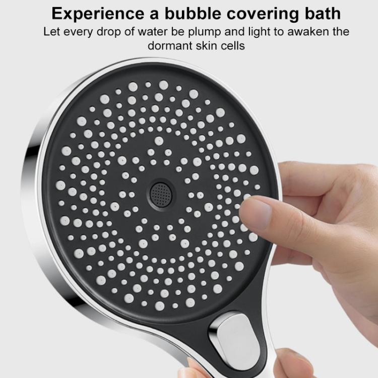 Portable 3-Setting Adjustable Pressurized Round Large Panel Shower Head Shower Nozzle - Silver