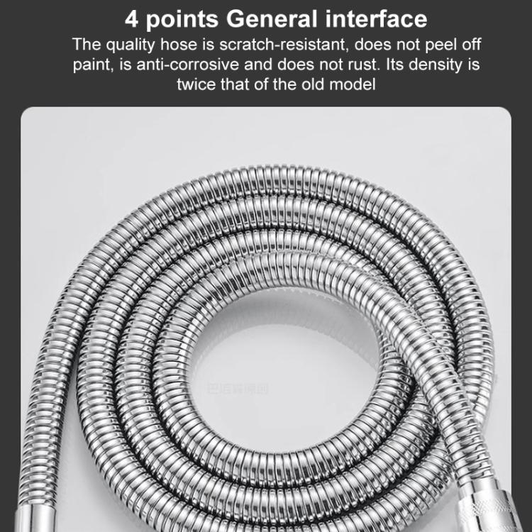 Portable 3-Setting Adjustable Pressurized Round Large Panel Shower Head Shower Nozzle - Silver