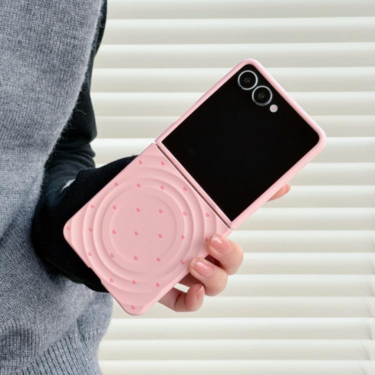 For Samsung Galaxy Z Flip7 5G Magnetic Wave Texture Glossy Heart Pattern Phone Case