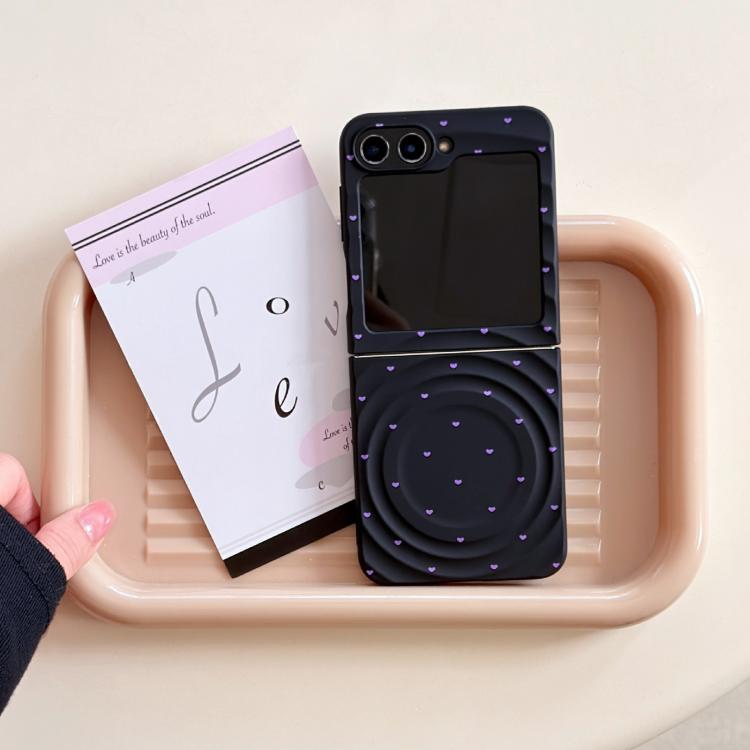For Samsung Galaxy Z Flip7 5G Magnetic Wave Texture Glossy Heart Pattern Phone Case
