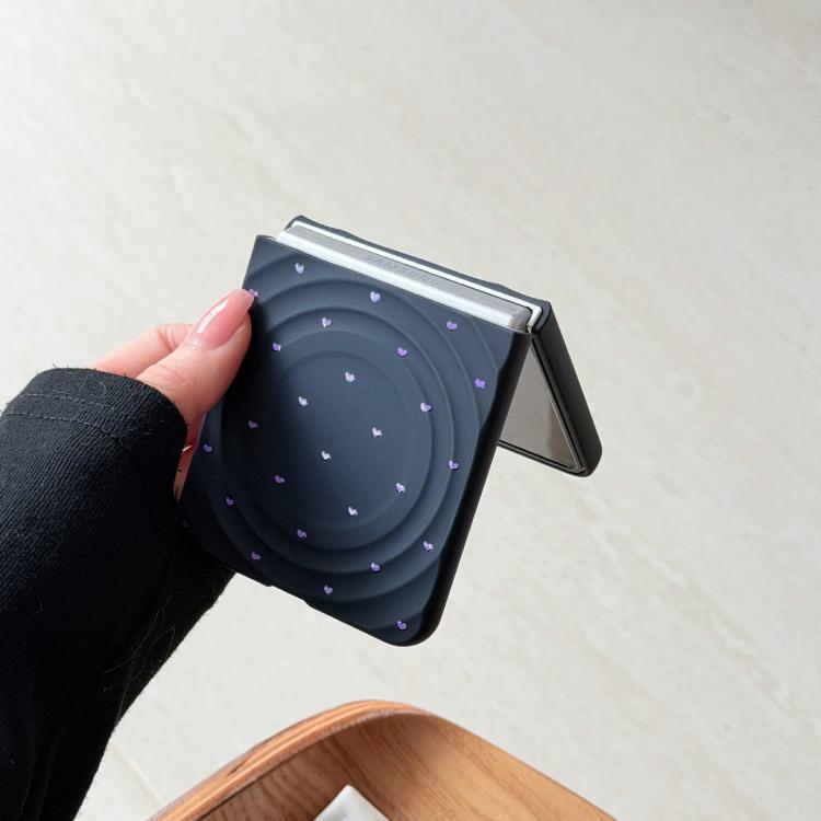 For Samsung Galaxy Z Flip7 5G Magnetic Wave Texture Glossy Heart Pattern Phone Case