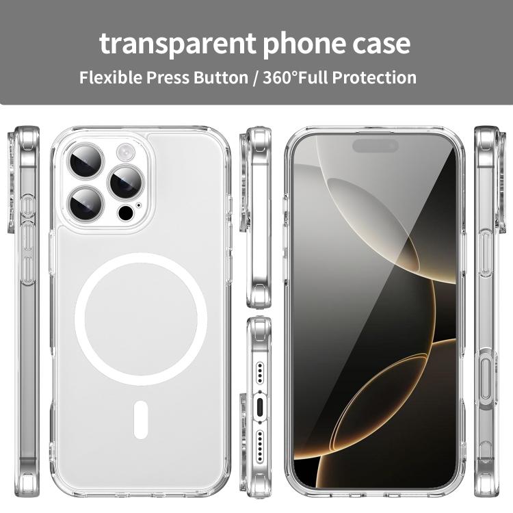 For iPhone 16 Pro Max PC Hybrid TPU Airbag Shockproof MagSafe Phone Case