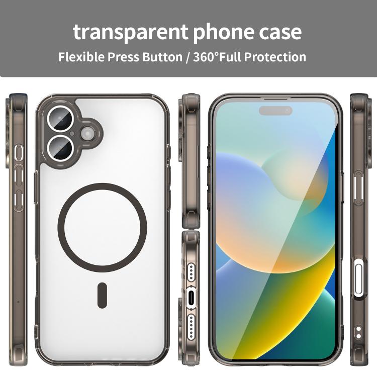 For iPhone 16 Plus PC Hybrid TPU Airbag Shockproof MagSafe Phone Case