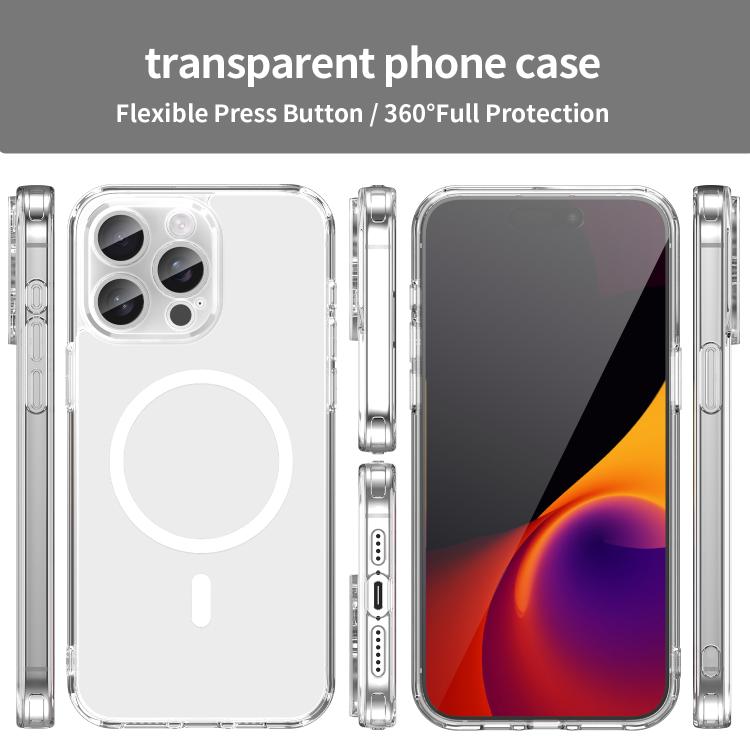 For iPhone 15 Pro Max PC Hybrid TPU Airbag Shockproof MagSafe Phone Case