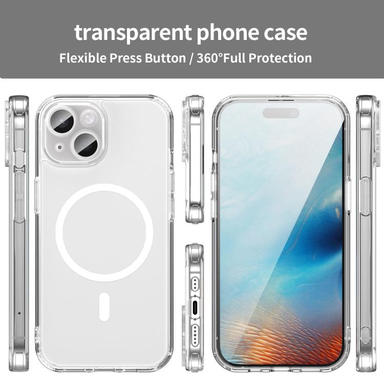 For iPhone 15 Plus PC Hybrid TPU Airbag Shockproof MagSafe Phone Case